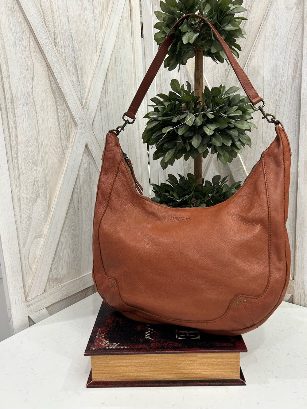 American Leather Co. Hudson Brown Leather Hobo Shoulder Bag